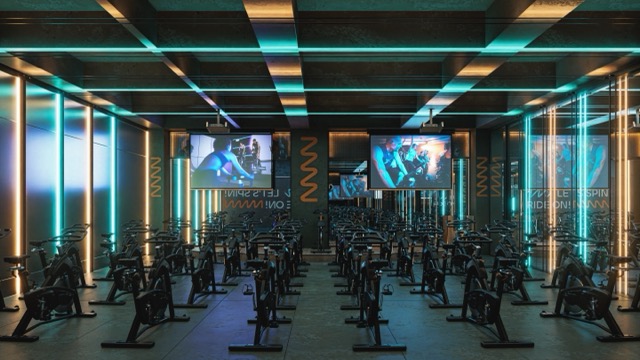 Render zona cardio y spinning Fenus Belén